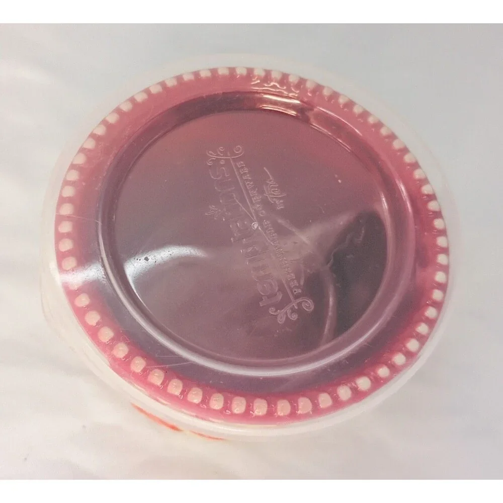 Temptations Floral Lace Ramekin with Lid 6oz Cranberry Red Basket Weave